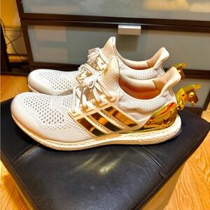 adidas White and Gold Athletic Shoes